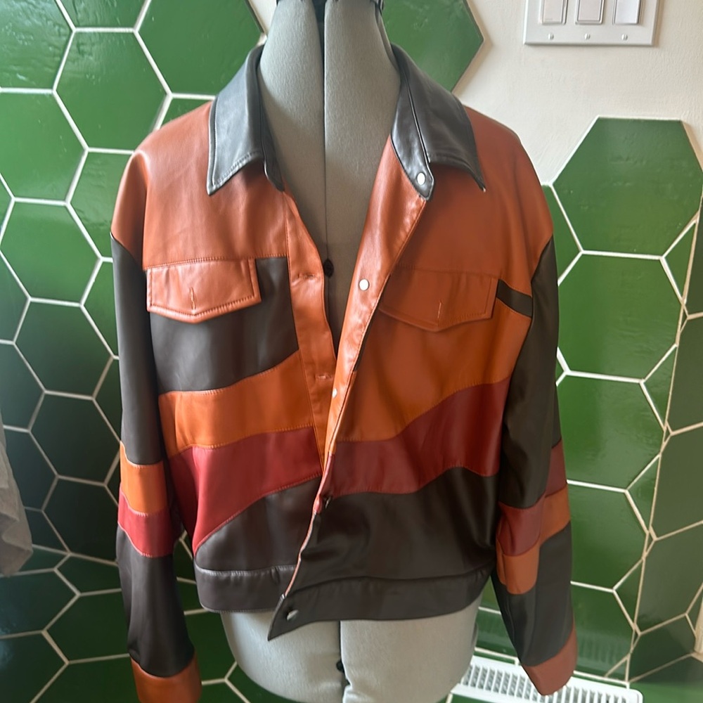 Neon Rose jacket. Leather look.
